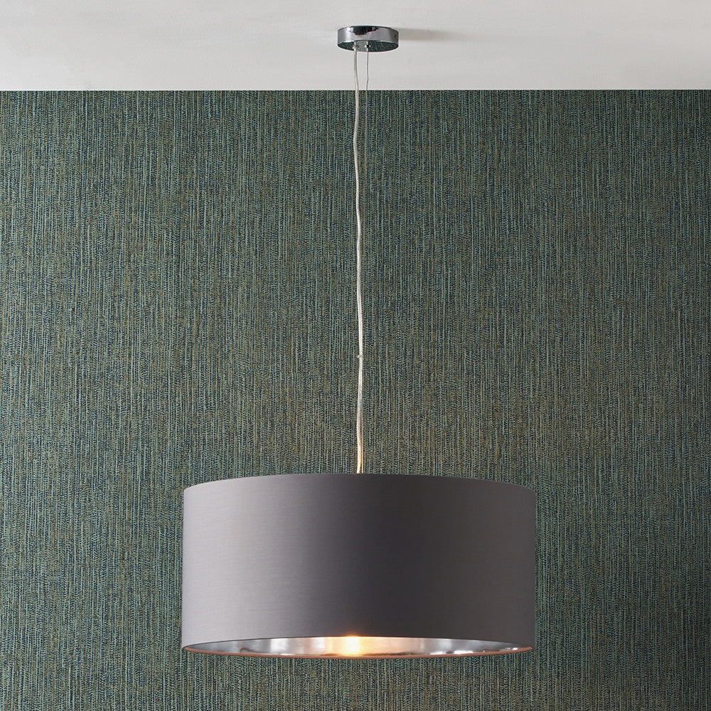 Elin 55cm Steel Grey Poly-Cotton Pendant Shade with Silver Lining