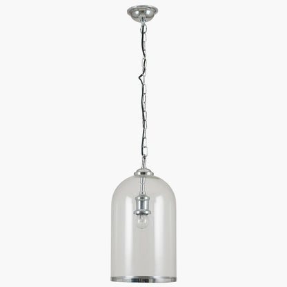 Cloche Clear Glass and Silver Pendant – Refined Illumination with Classic Appeal