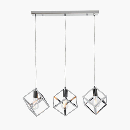 Alessio Shiny Nickel Metal 3 Cube Pendant