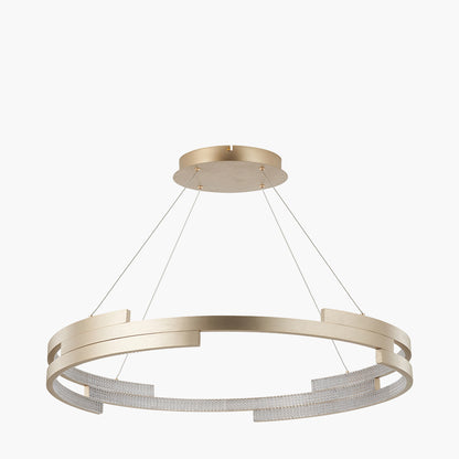 Sienna Gold Metal LED Ring Pendant – Contemporary Crystal Effect Ceiling Light