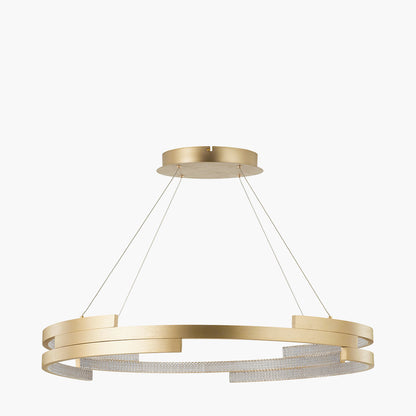 Sienna Gold Metal LED Ring Pendant – Contemporary Crystal Effect Ceiling Light