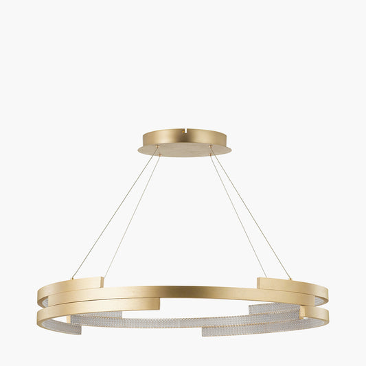 Sienna Gold Metal LED Ring Pendant – Contemporary Crystal Effect Ceiling Light