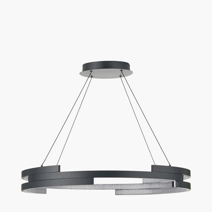 Sienna Black Metal LED Ring Pendant – Contemporary Crystal Effect Ceiling Light