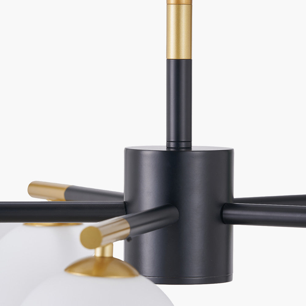 Wanda White Orb & Black Metal 5 Light Pendant