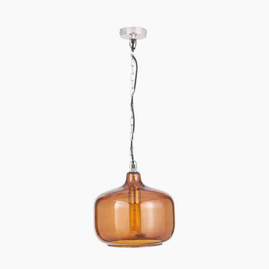 Corby Amber Glass Pendant – Handcrafted Ceiling Light