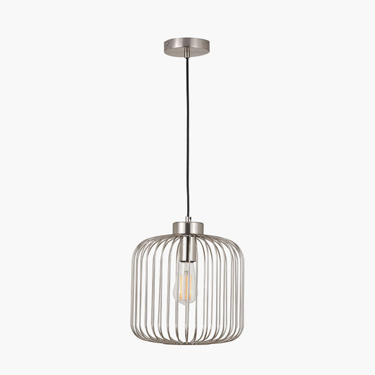Dania Silver Metal Wire Pendant Light – Modern Industrial Ceiling Light