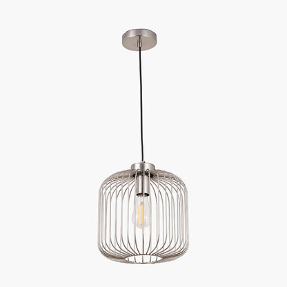 Dania Silver Metal Wire Pendant Light – Modern Industrial Ceiling Light