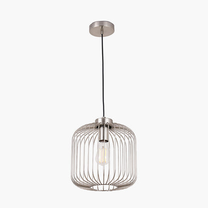 Dania Silver Metal Wire Pendant Light – Modern Industrial Ceiling Light