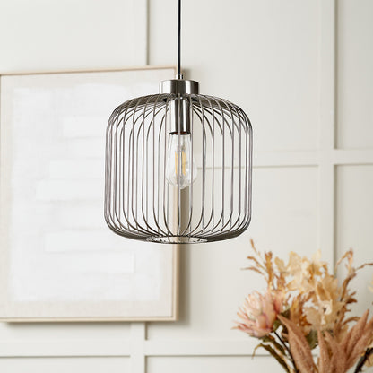 Dania Silver Metal Wire Pendant Light – Modern Industrial Ceiling Light