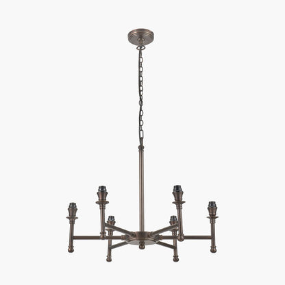 Piero Antique Bronze Metal 6 Arm Pendant Chandelier – Handcrafted in India