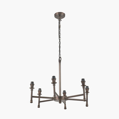 Piero Antique Bronze Metal 6 Arm Pendant Chandelier – Handcrafted in India
