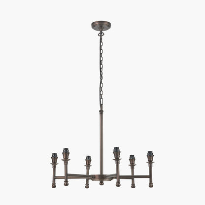 Piero Antique Bronze Metal 6 Arm Pendant Chandelier – Handcrafted in India