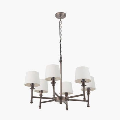 Piero Antique Bronze Metal 6 Arm Pendant Chandelier – Handcrafted in India