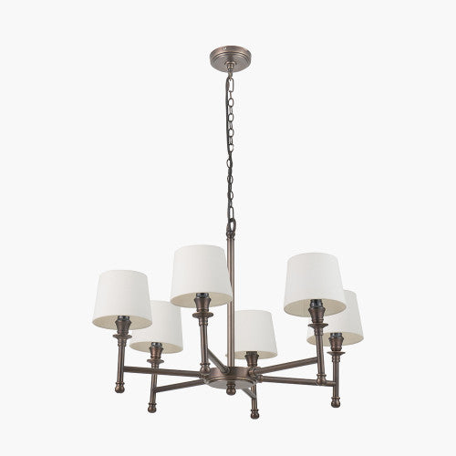 Piero Antique Bronze Metal 6 Arm Pendant Chandelier – Handcrafted in India