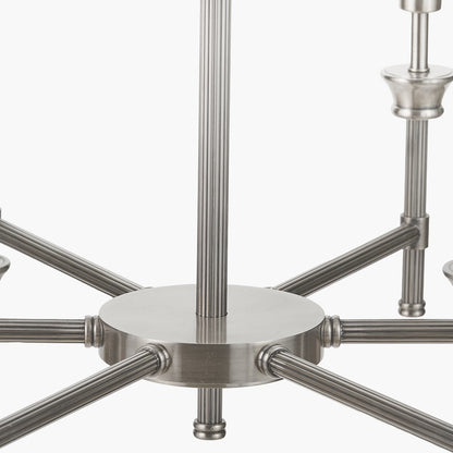 Salvatore Antique Silver 6 Arm Pendant with Olive Green Scalloped Shades | Elegant Ceiling Light