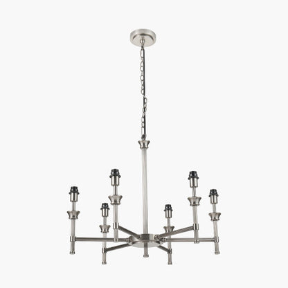 Salvatore Antique Silver Metal 6 Arm Pendant Chandelier – Handcrafted in India