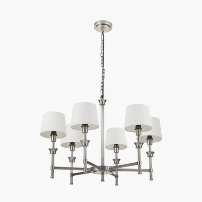 Salvatore Antique Silver Metal 6 Arm Pendant Chandelier – Handcrafted in India