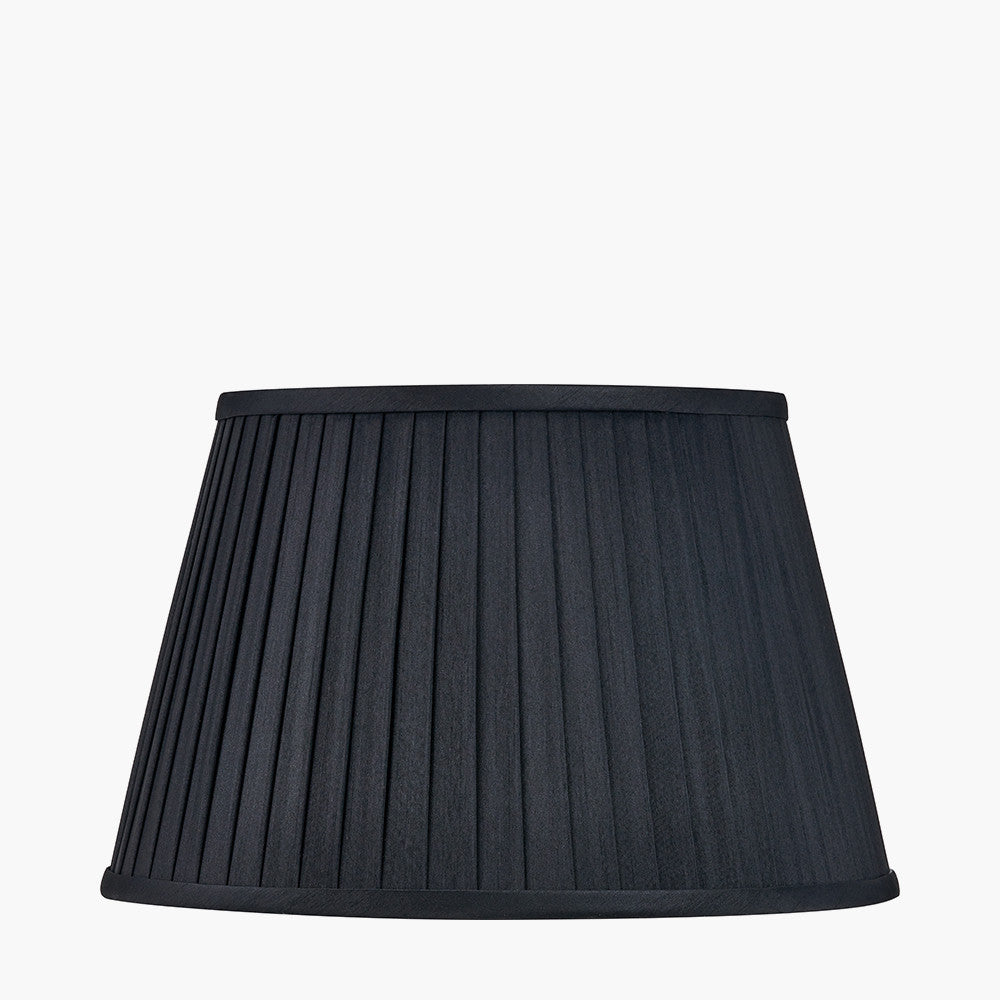 Lyndon 35cm Black Silk Mix Knife Pleat Lampshade | Luxury Pleated Shade