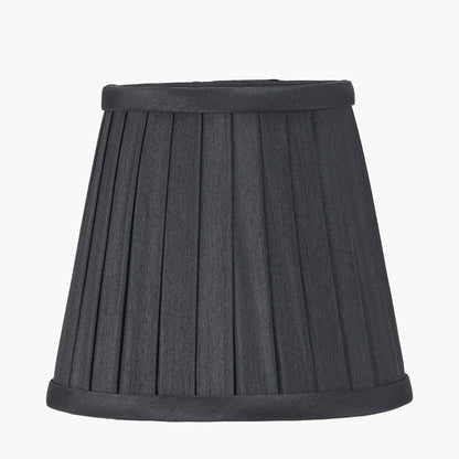 Lyndon 15cm Black Silk Mix Knife Pleat Tapered Lampshade – Classic Elegance for Modern UK Homes