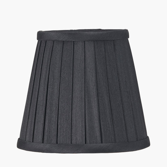 Lyndon 15cm Black Silk Mix Knife Pleat Tapered Lampshade – Classic Elegance for Modern UK Homes
