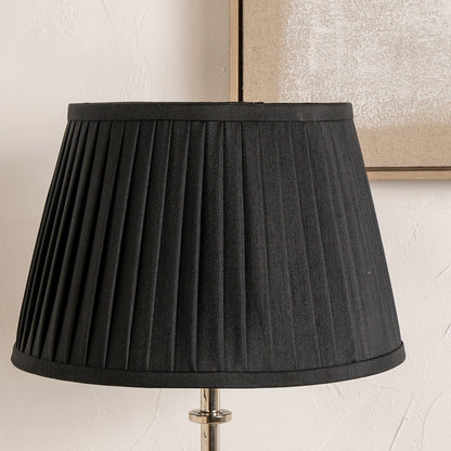 Lyndon 30cm Black Silk Mix Knife Pleat Tapered Lampshade – Classic Elegance with a Modern Edge