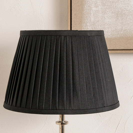 Lyndon 35cm Black Silk Mix Knife Pleat Lampshade | Luxury Pleated Shade