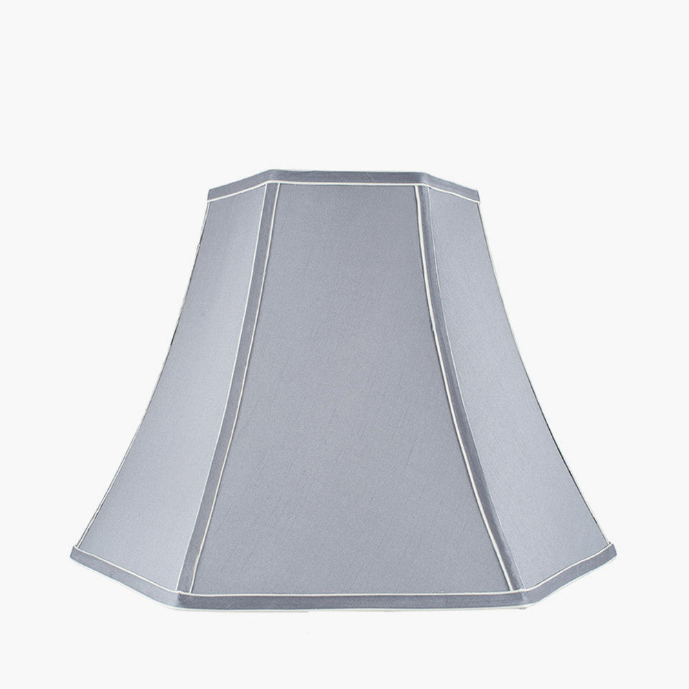 Lyla 40cm Steel Grey Silk Mix Bowed Lampshade