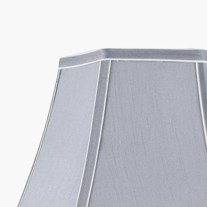 Lyla 50cm Steel Grey Silk Mix Bowed Lampshade | Large Silk Lampshade