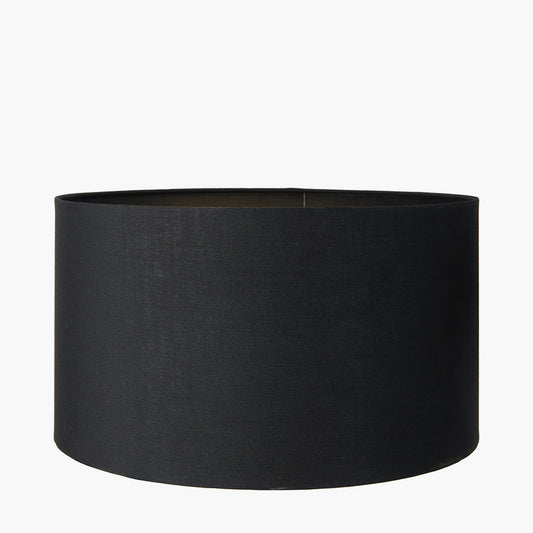Harry 45cm Black Cotton Cylinder Lampshade | Large Black Lampshade