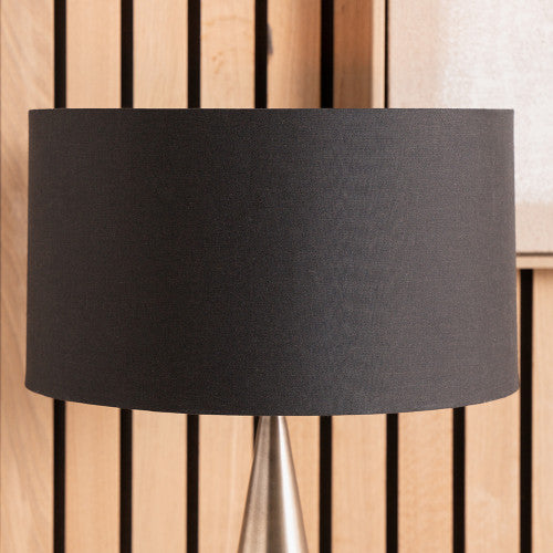 Harry 45cm Black Cotton Cylinder Lampshade | Large Black Lampshade