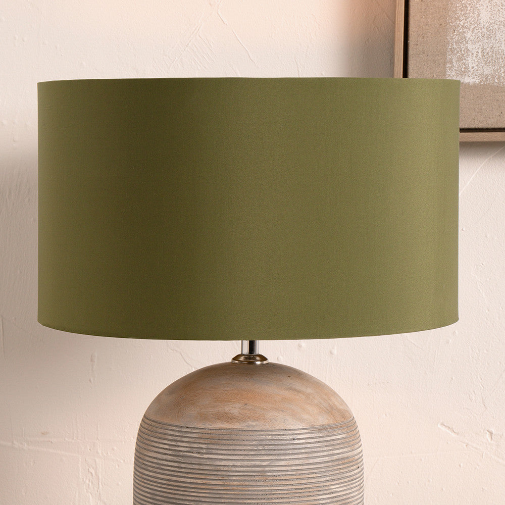 Harry 45cm Sage Cotton Cylinder Lampshade | Green Lampshade