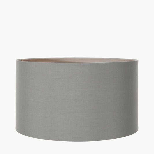 Harry 45cm Steel Grey Cotton Cylinder Lampshade | Grey Lampshade