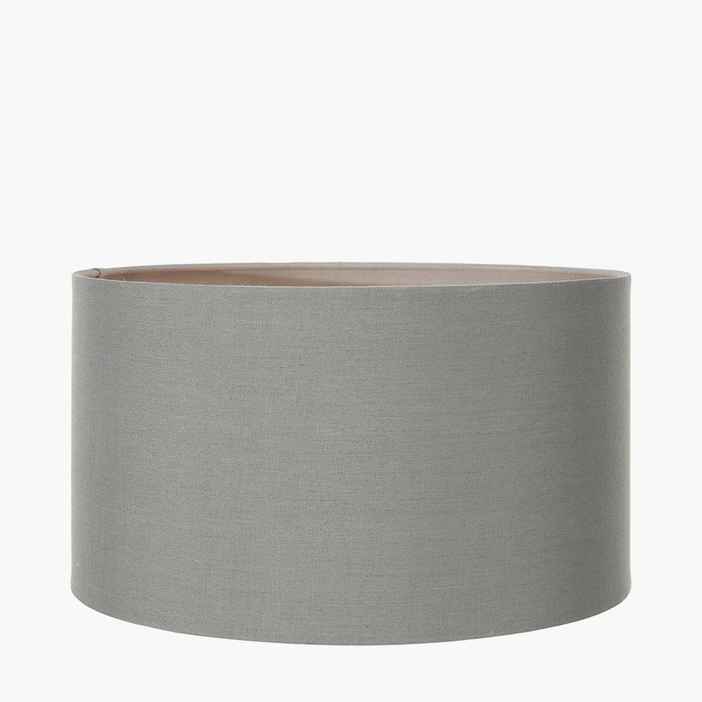Harry 40cm Steel Grey Cotton Cylinder Lampshade | Grey Lampshade