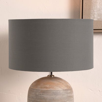 Harry 40cm Steel Grey Cotton Cylinder Lampshade | Grey Lampshade