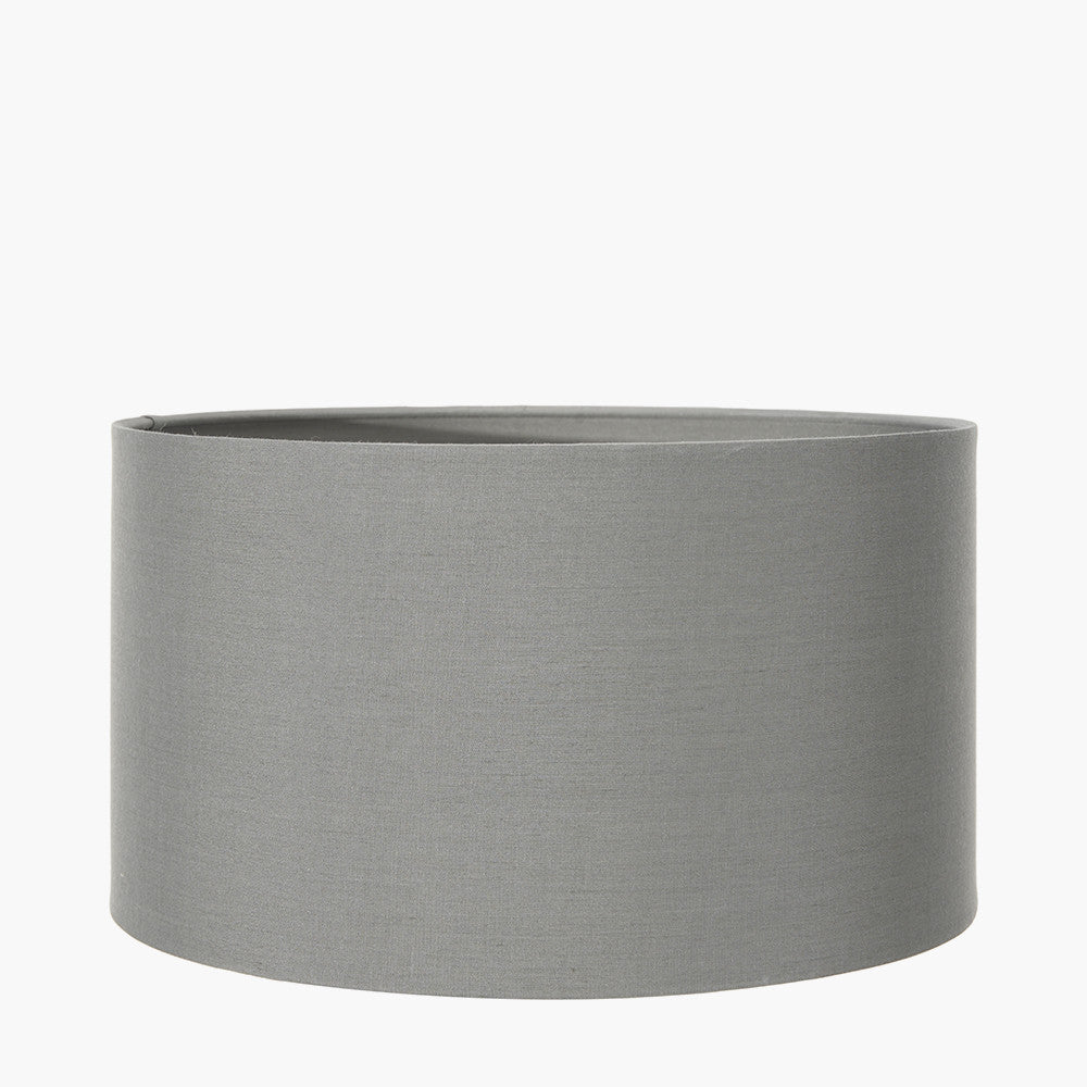 Harry 45cm Steel Grey Cotton Cylinder Lampshade | Grey Lampshade