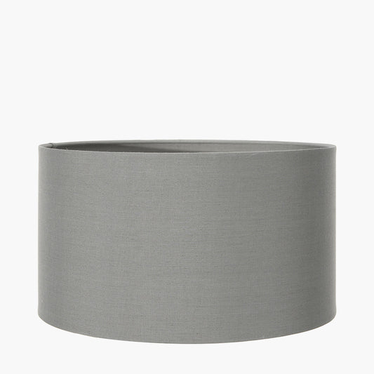 Harry 40cm Steel Grey Cotton Cylinder Lampshade | Grey Lampshade