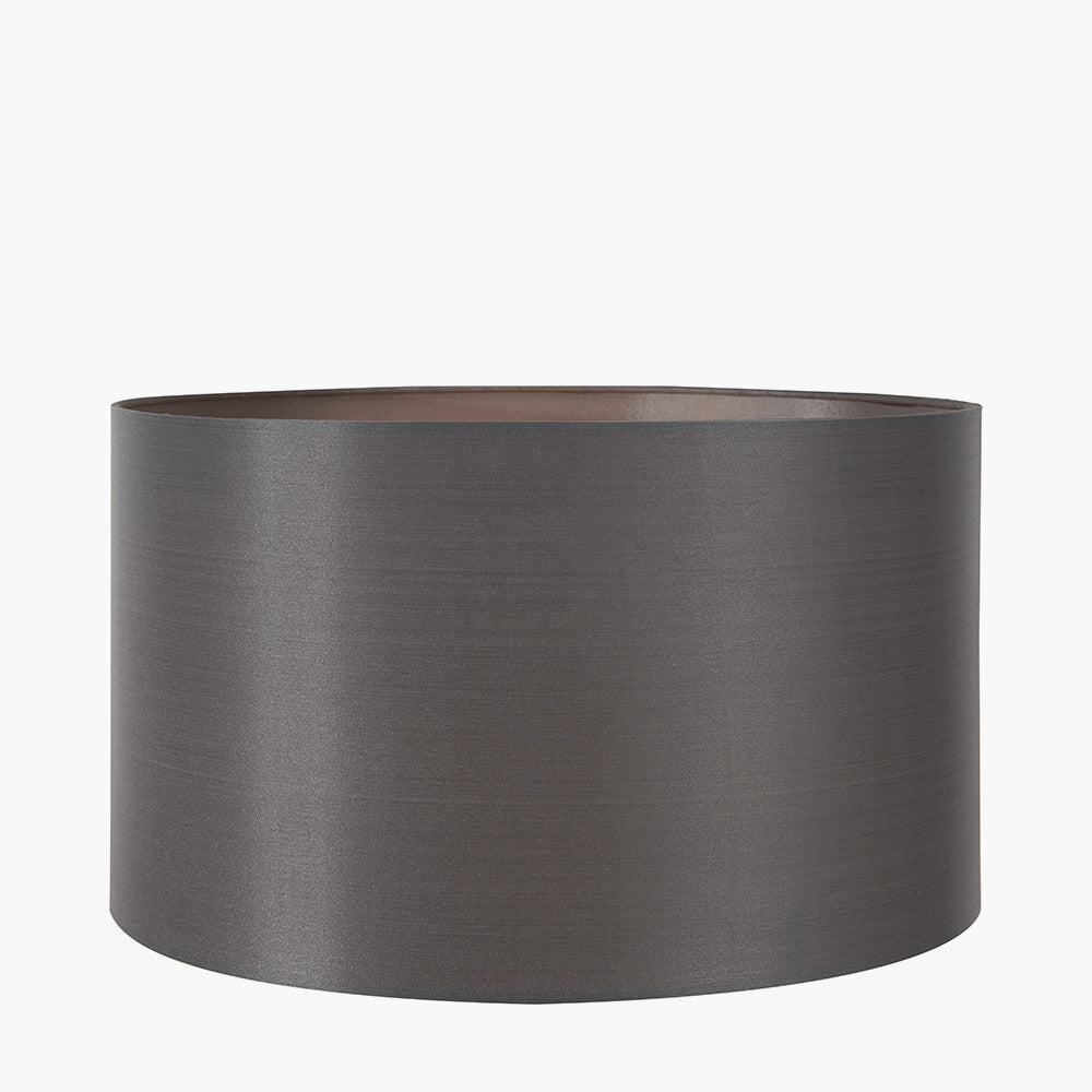 Zara 40cm Steel Grey Silk Cylinder Lampshade | Luxury Silk Shade