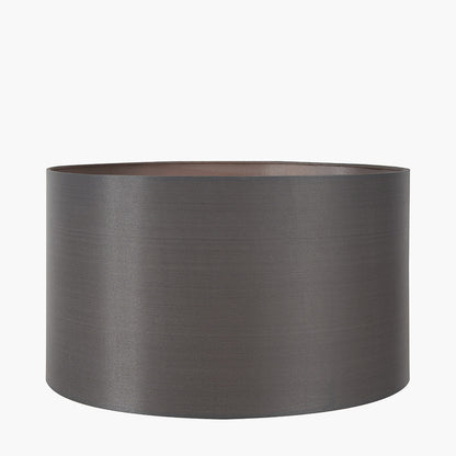 Zara 40cm Steel Grey Silk Cylinder Lampshade | Luxury Silk Shade