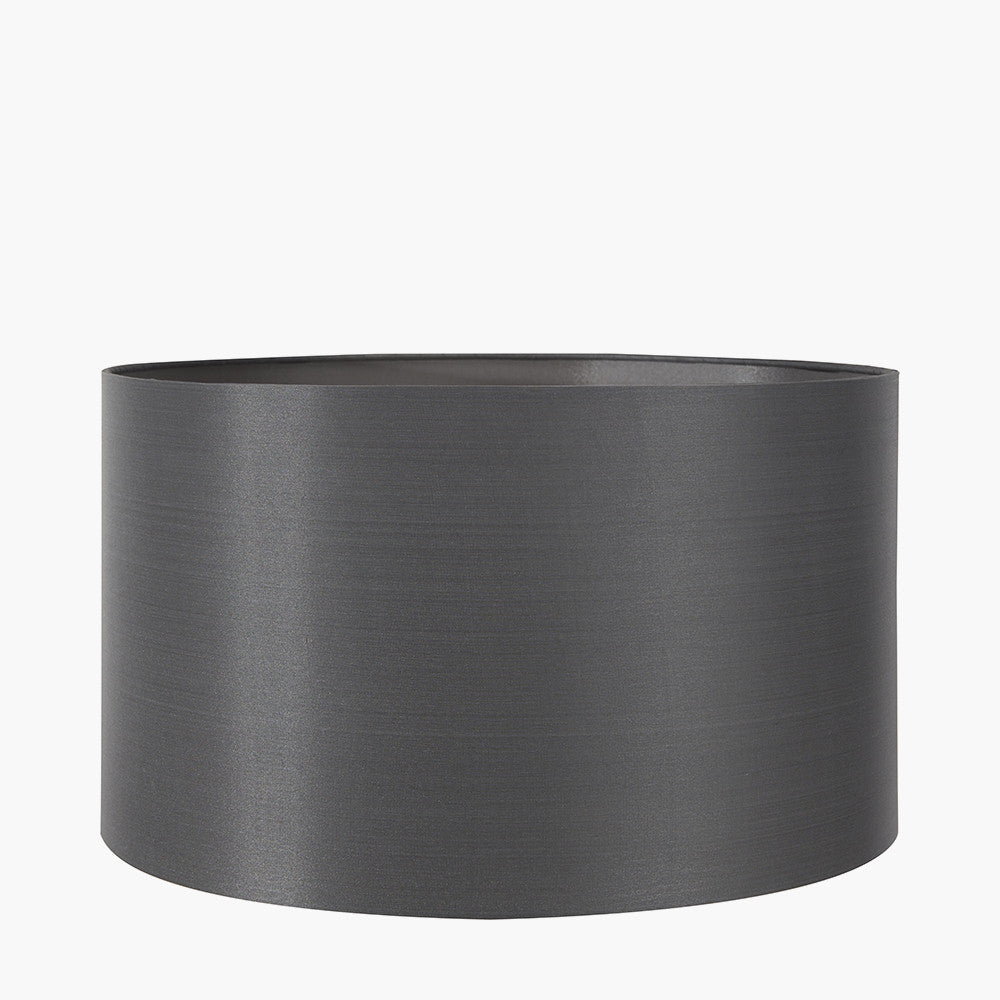 Zara 40cm Steel Grey Silk Cylinder Lampshade | Luxury Silk Shade UK
