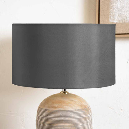 Zara 40cm Steel Grey Silk Cylinder Lampshade | Luxury Silk Shade UK