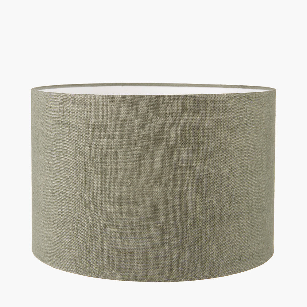 Edward 30cm Pistachio Green Linen Cylinder Lampshade – Natural Texture and Relaxed Elegance
