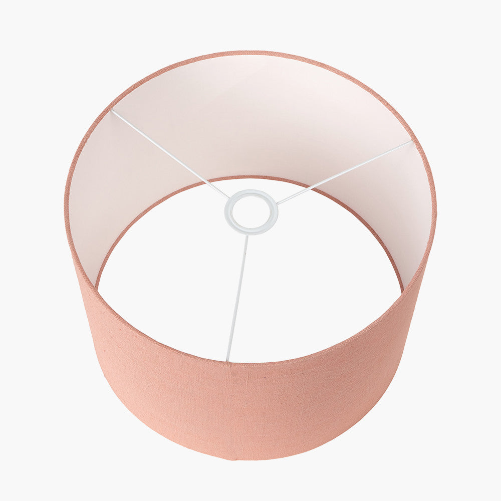 Edward 40cm Apricot Linen Cylinder Lampshade | Rustic Jute Shade