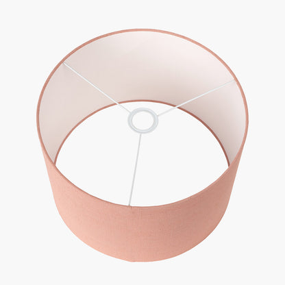 Edward 40cm Apricot Linen Cylinder Lampshade | Rustic Jute Shade