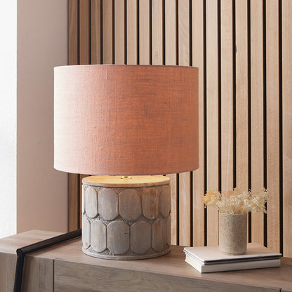 Edward 40cm Apricot Linen Cylinder Lampshade | Rustic Jute Shade