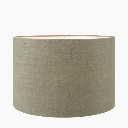 Edward 45cm Pistachio Green Linen Cylinder Lampshade | Rustic Shade