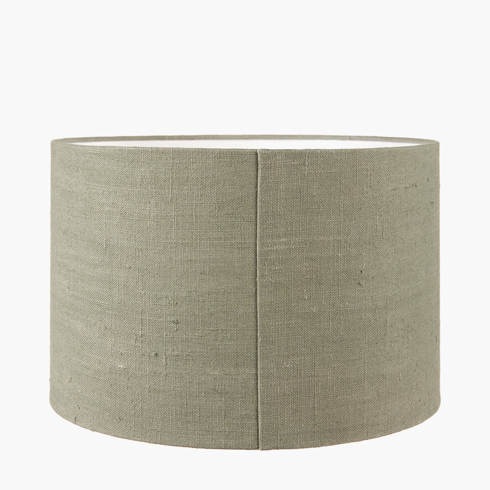 Edward 45cm Pistachio Green Linen Cylinder Lampshade | Rustic Shade