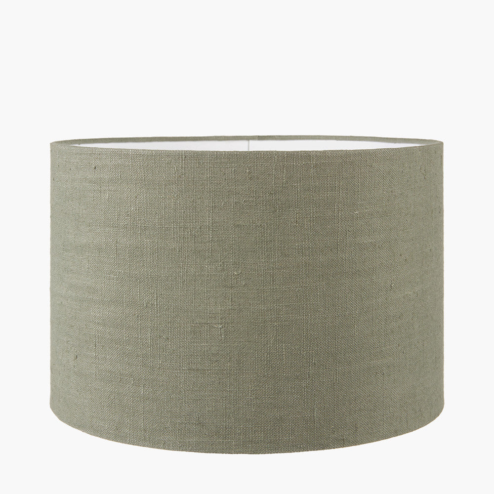 Edward 45cm Pistachio Green Linen Cylinder Lampshade | Rustic Shade