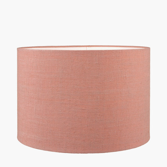 Edward 50cm Apricot Linen Cylinder Lampshade – Warm Rustic Texture with Soft, Earthy Colour