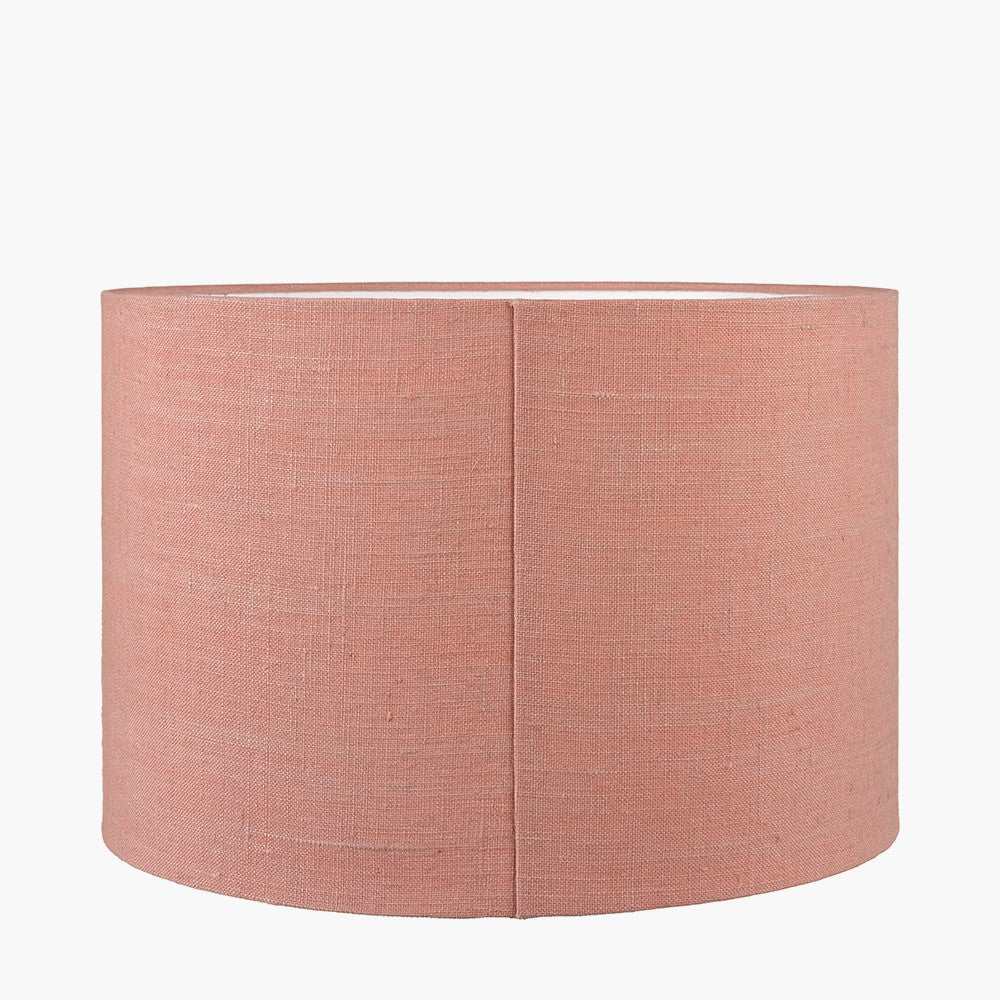 Edward 50cm Apricot Linen Cylinder Lampshade – Warm Rustic Texture with Soft, Earthy Colour