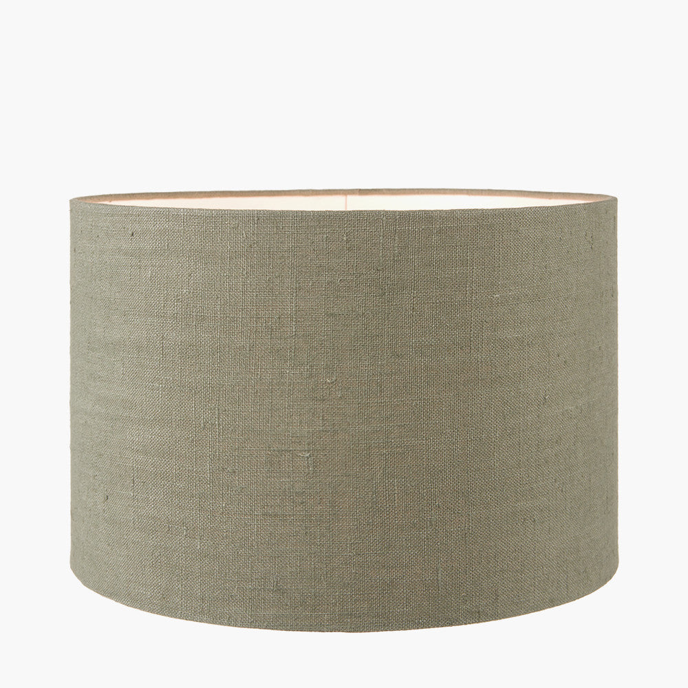 Edward 50cm Pistachio Green Linen Cylinder Lampshade – Soft Colour with Natural Rustic Texture